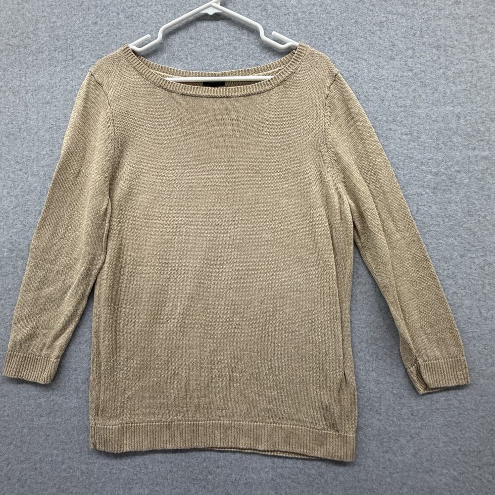 Talbots Womens Linen Bateau Neck Sweater Top Size XL Minimalist Chic Coastal